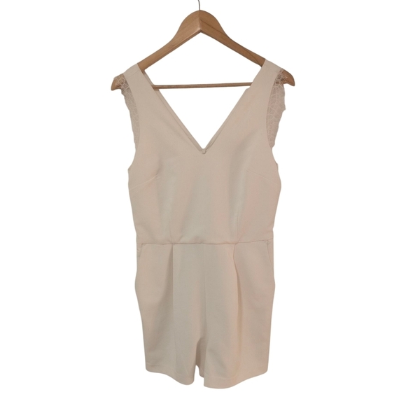 Dynamite Lace Trim White Romper - Picture 2 of 8